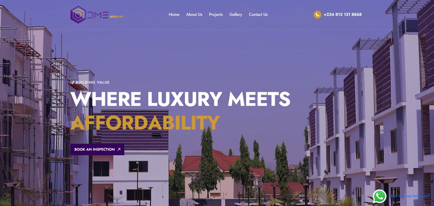 DME Group real estate and property company website homepage