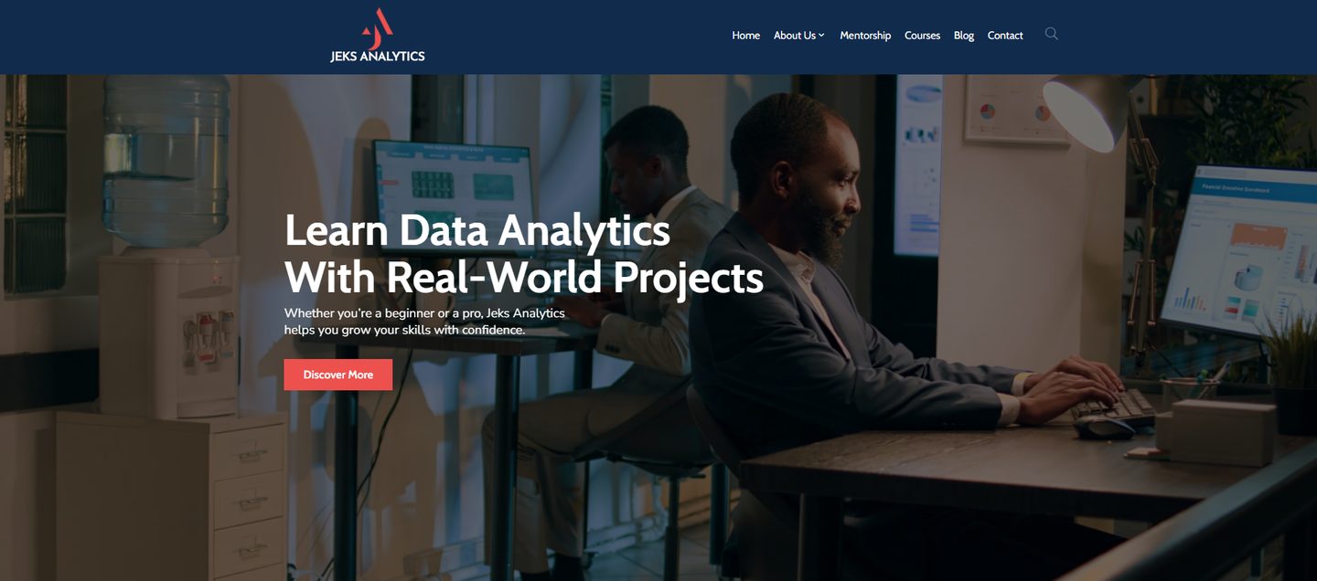 Jeks Analytics data analytics learning platform website homepage