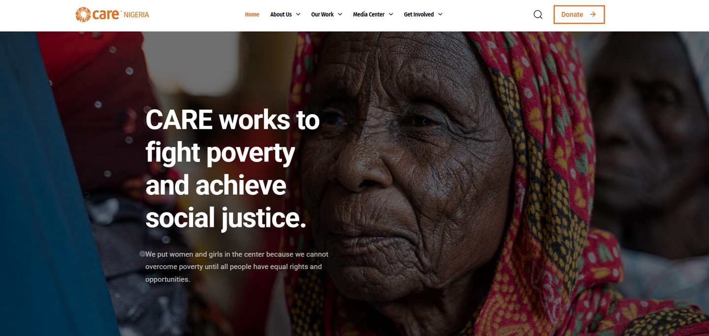 CARE Nigeria non-profit organisation website homepage — WordPress build